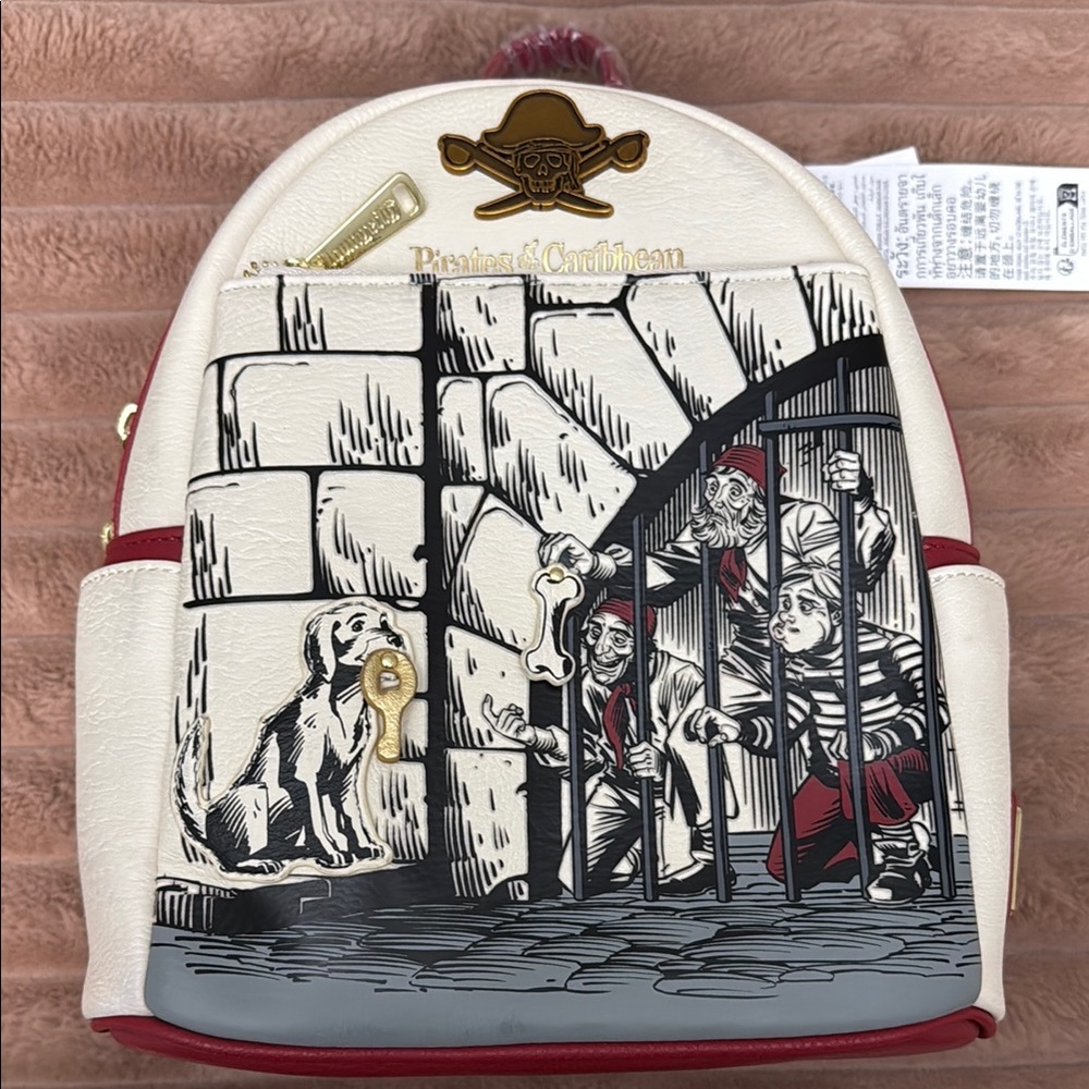 NWT Loungefly Pirates of the Caribbean Backpack with Dog and Prisoners Design
